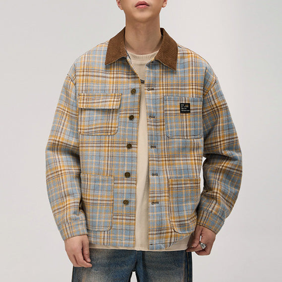 コーデュロイカラーチェックジャケット