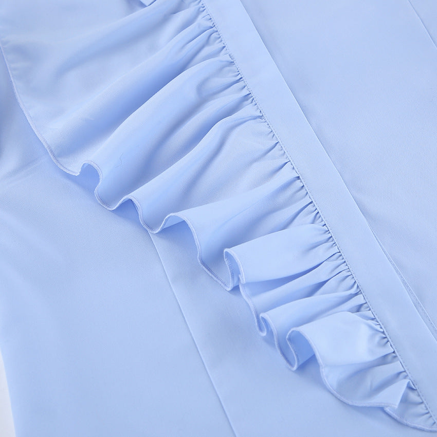 アシンメトリーフリルデザインシャツ