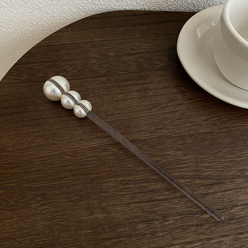 3連モチーフかんざし パール ヘアアクセサリーまとめ髪 アップヘア スティックヘアピン レディース 和装 洋装兼用