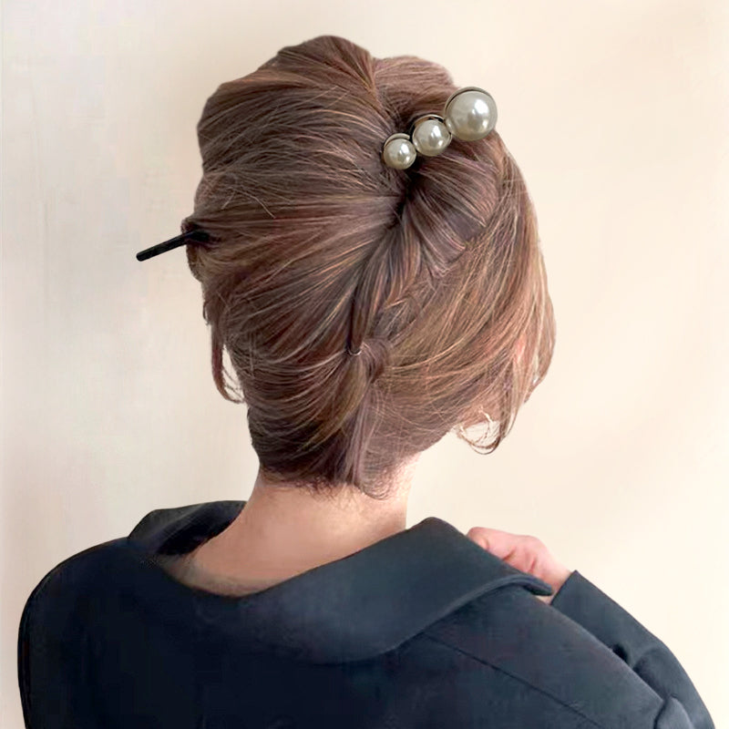 3連モチーフかんざし パール ヘアアクセサリーまとめ髪 アップヘア スティックヘアピン レディース 和装 洋装兼用