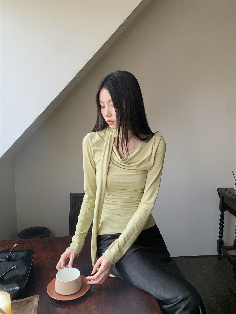 サイドシャーリングスリムロンT