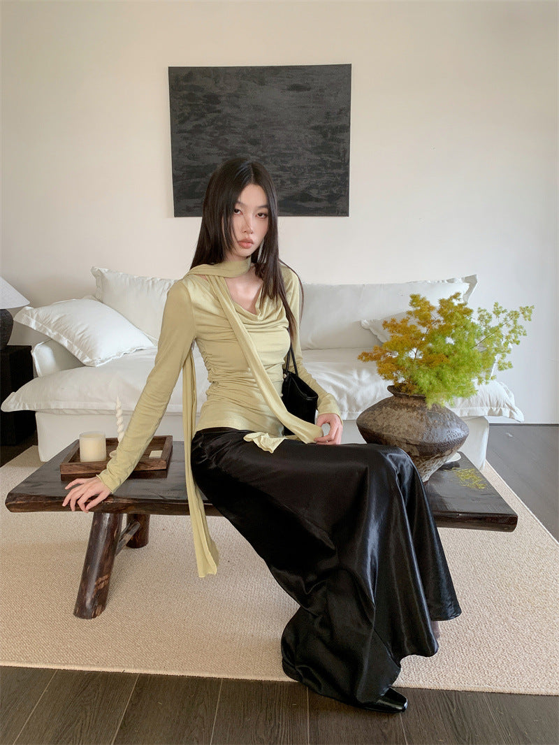 サイドシャーリングスリムロンT