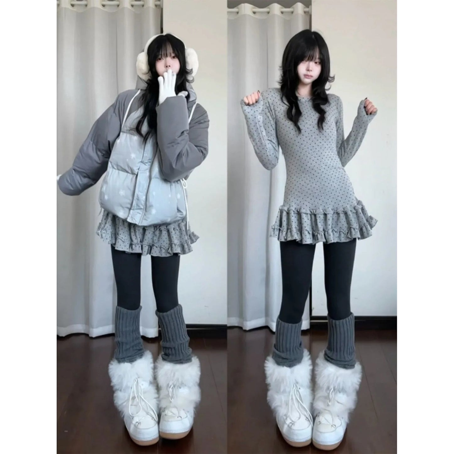 フリルの長袖Tシャツ