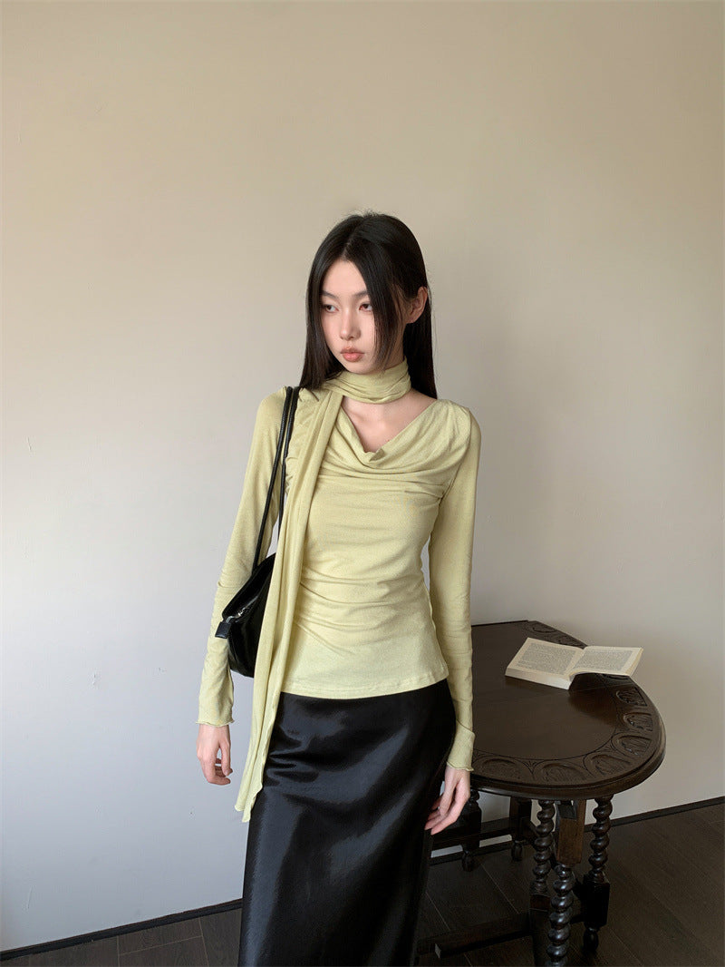 サイドシャーリングスリムロンT