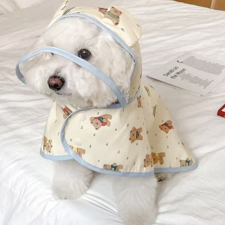 くまさん柄 ケープ型レインコート