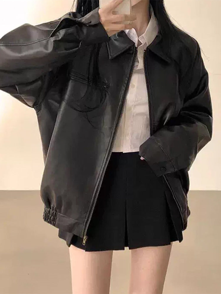 オーバーサイズでこなれる、ハンサムモードなレザージャケット