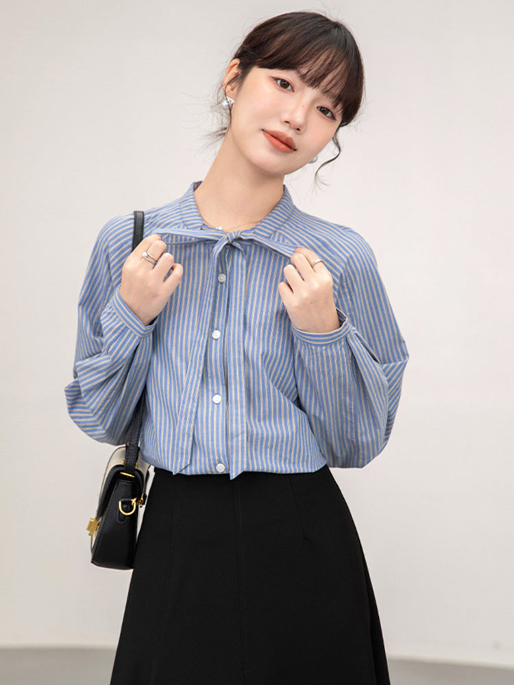 ストライプリボンシャツ
