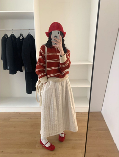 ハーフジップボーダーニット