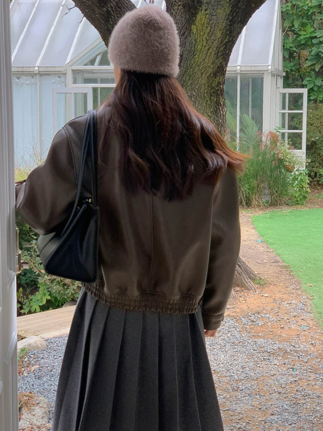 ボア襟付きレザージャケット