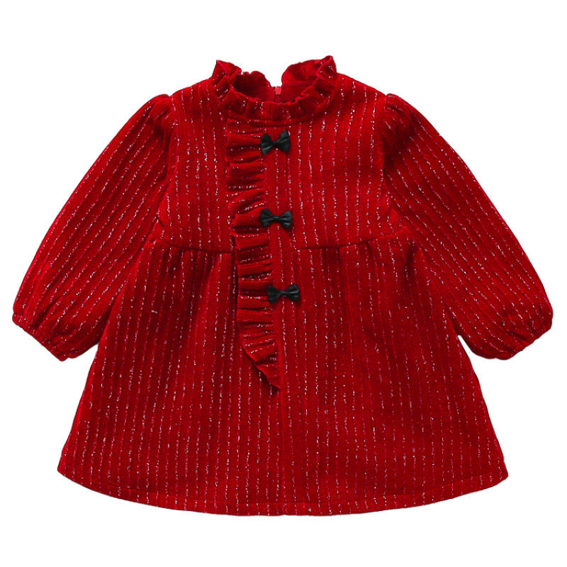 ラッフル切り替え・チュールスカートワンピース