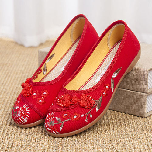 チャイナボタン刺繍シューズ