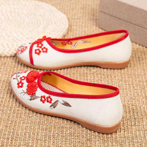 チャイナボタン刺繍シューズ