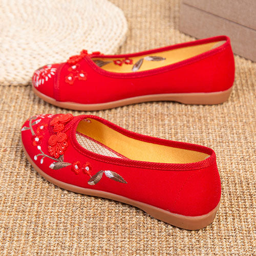 チャイナボタン刺繍シューズ