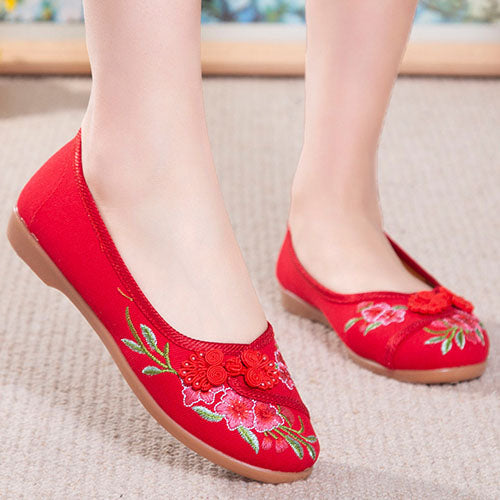 チャイナボタン刺繍シューズ