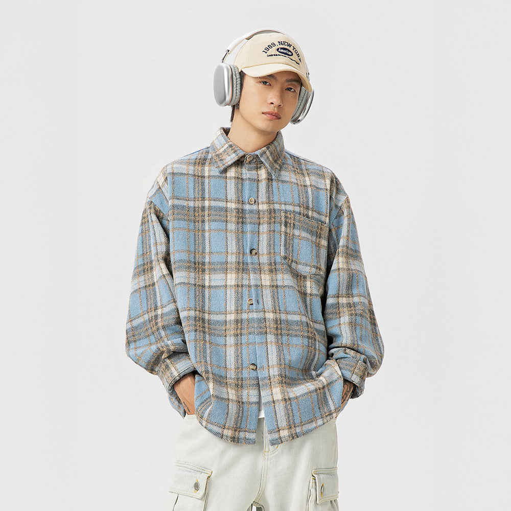 チェック柄長袖シャツ