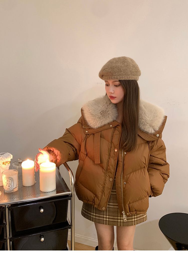 ふわもこ襟で冬のヒロインに♡フェイクファーダウン