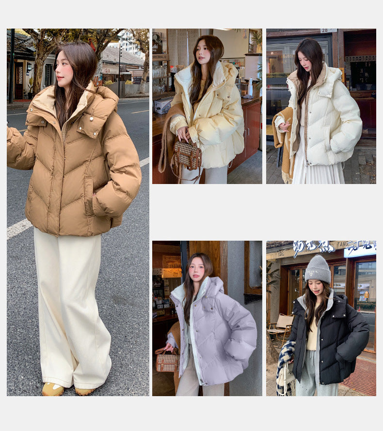 大人かわいい配色でおしゃれ上級者に！バイカラーダウン