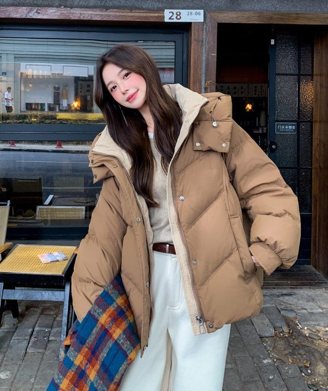 大人かわいい配色でおしゃれ上級者に！バイカラーダウン