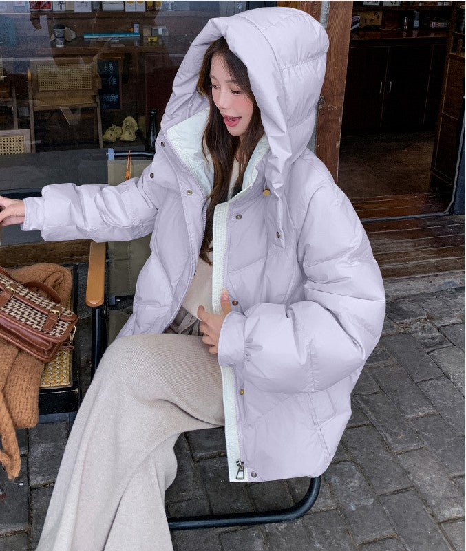 大人かわいい配色でおしゃれ上級者に！バイカラーダウン