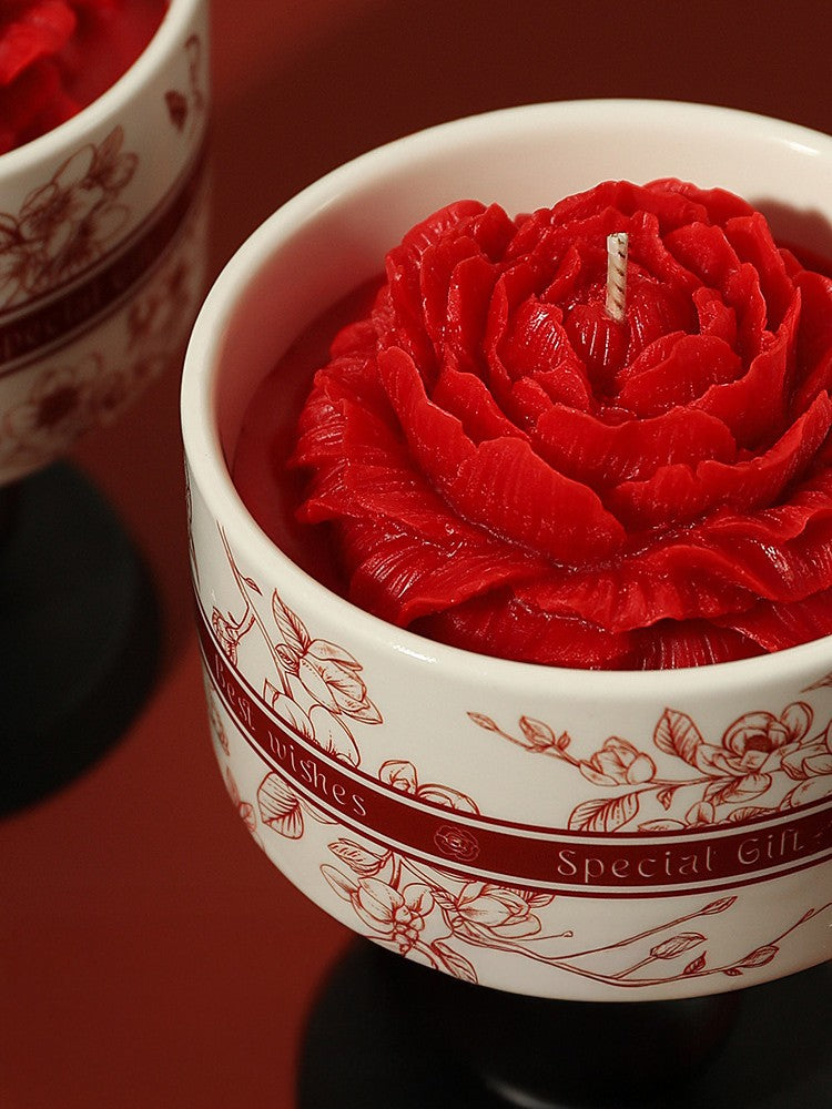 上品に香るローズ型キャンドル（２点セット）