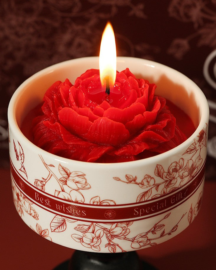 上品に香るローズ型キャンドル（２点セット）