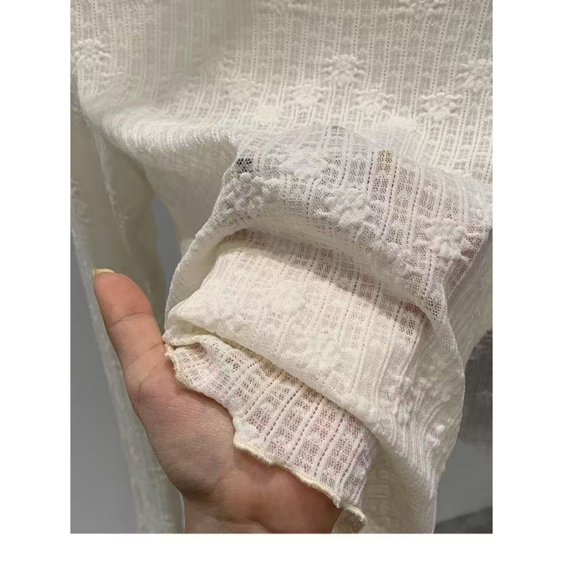 フレンチレースハイネックトップス