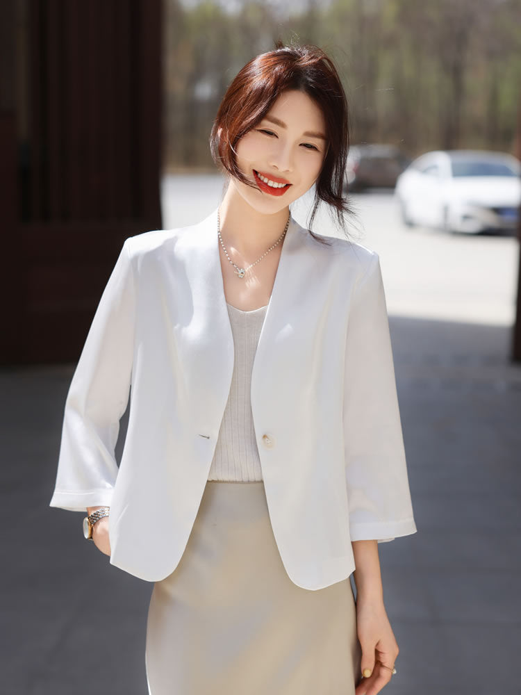 襟なしフォーマル シンプルデザインジャケット