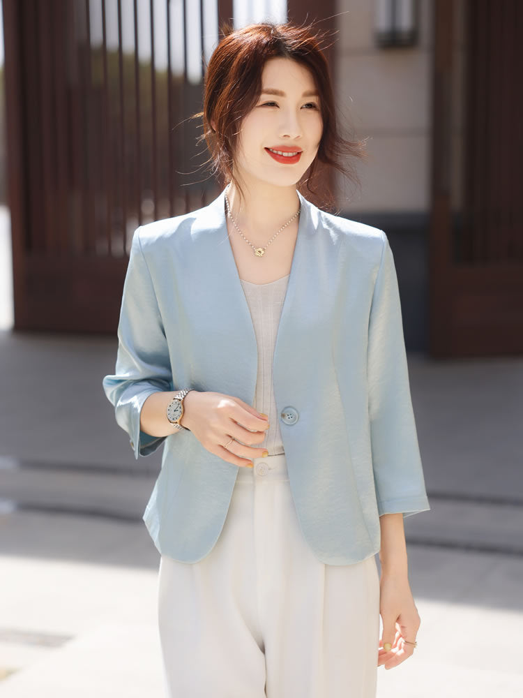 襟なしフォーマル シンプルデザインジャケット