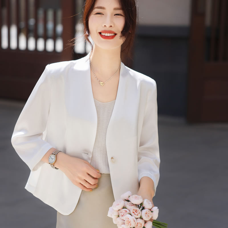 襟なしフォーマル シンプルデザインジャケット