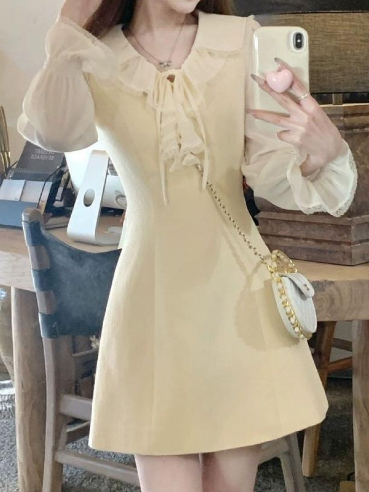 清楚な甘さに溶けて。リボン襟のプリンセス・クリームワンピ