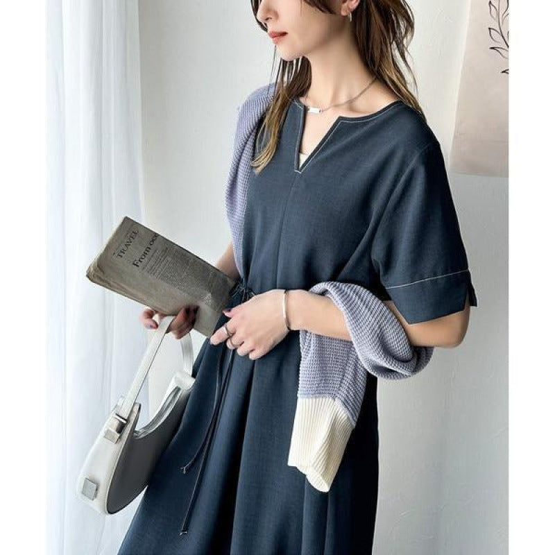 2WAYカラーランタンスリーブワンピース