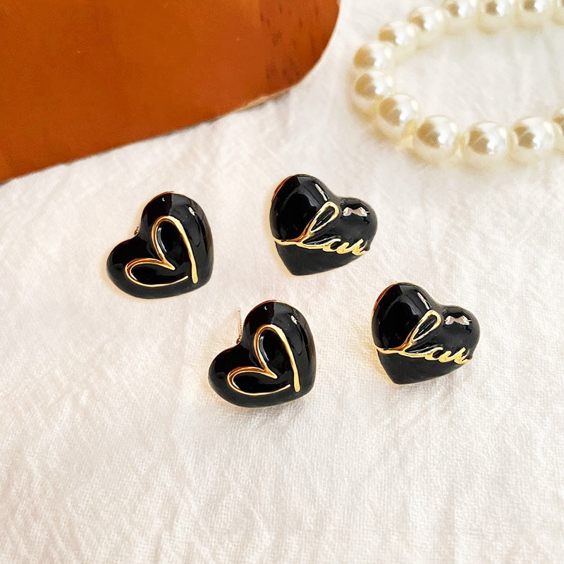 シルバーアシンメトリーハートスタッドピアス