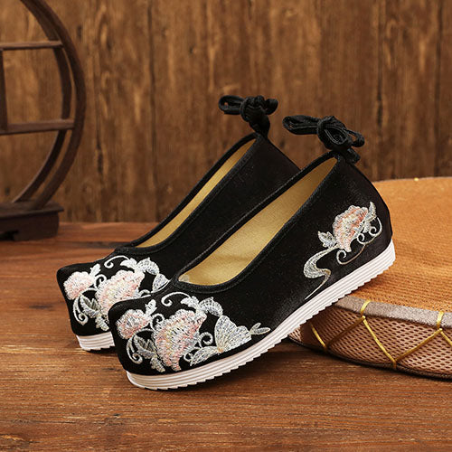 花刺繍リボンチャイナシューズ