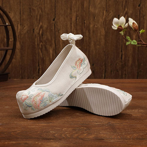 花刺繍リボンチャイナシューズ