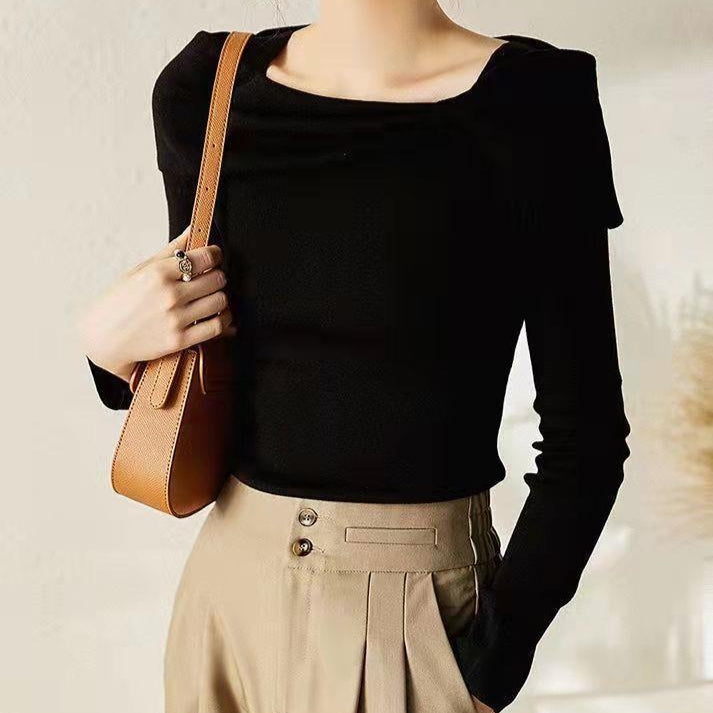 リボンオフショルニット