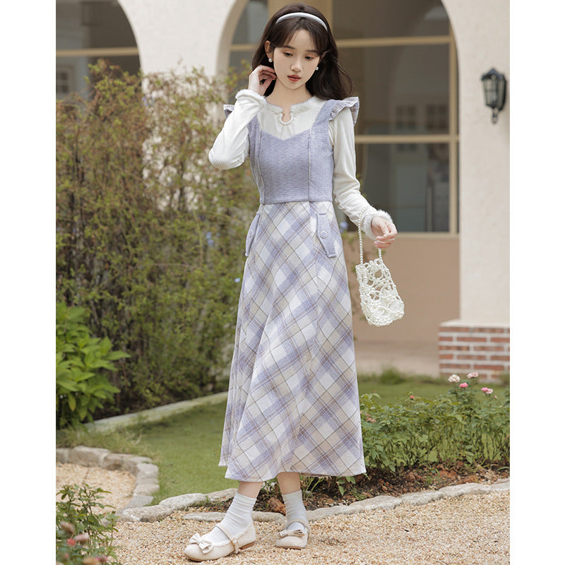 アーガイルチェックワンピース＆ニットセット