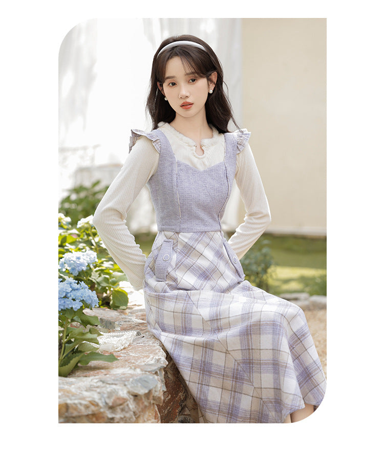 アーガイルチェックワンピース＆ニットセット