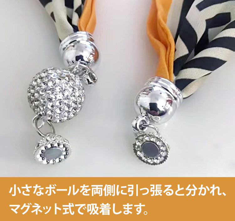 磁気バックル多用途スモールシルクスカーフネックレス