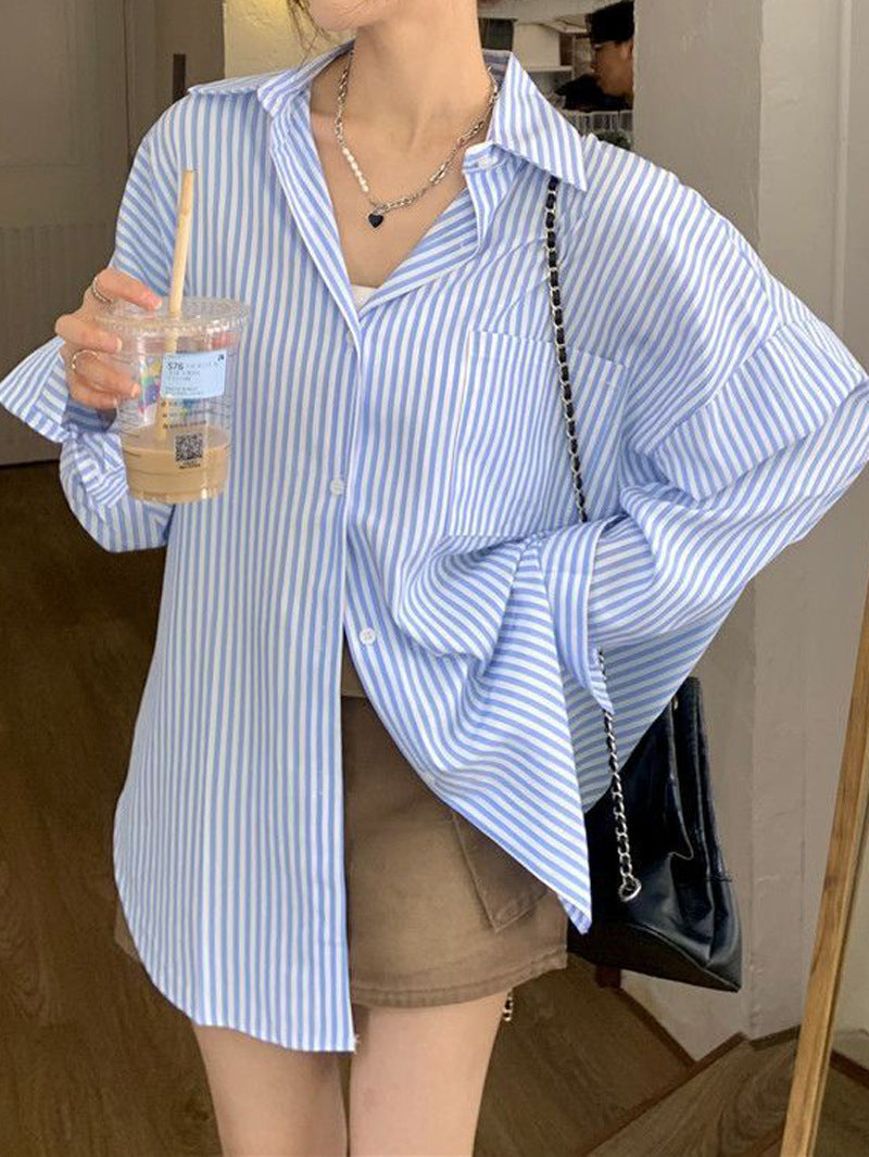 オーバーサイズストライプシャツ