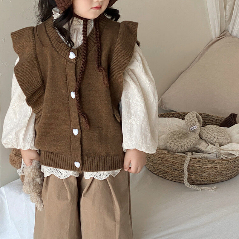 ラッフルニットベストカーディガン