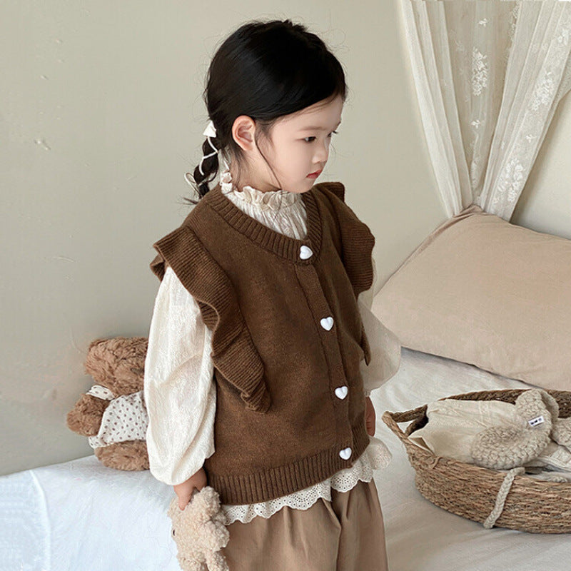 ラッフルニットベストカーディガン