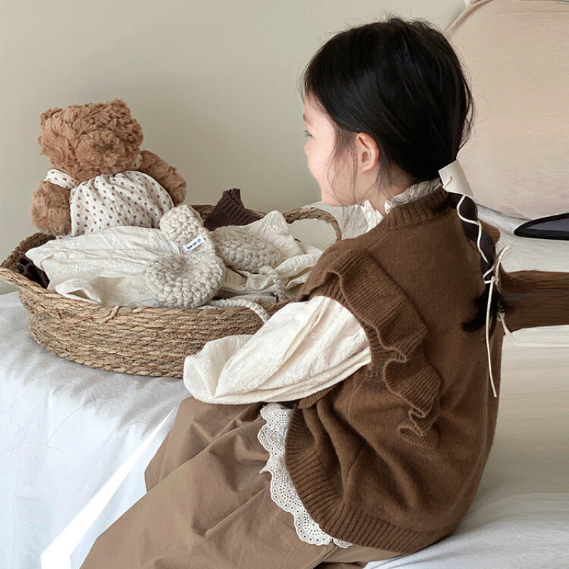 ラッフルニットベストカーディガン