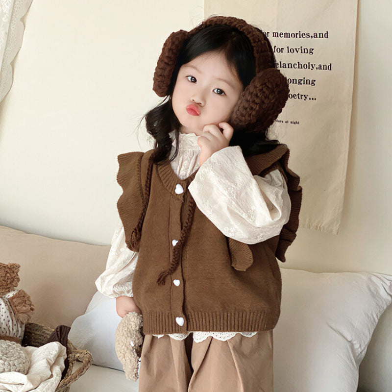 ラッフルニットベストカーディガン