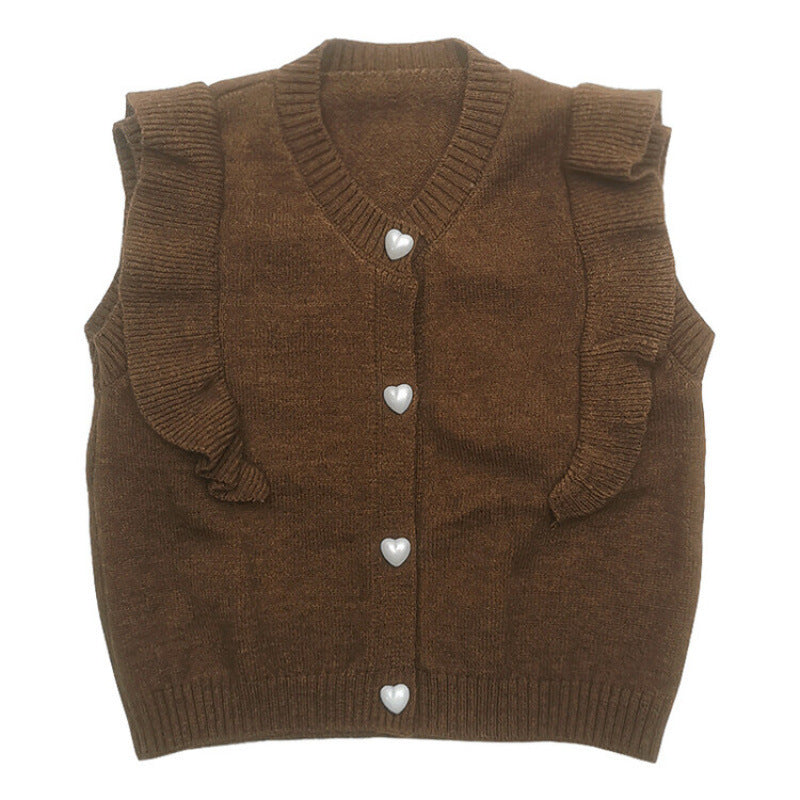 ラッフルニットベストカーディガン